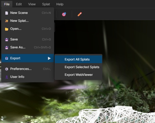 Export Splats Dialog
